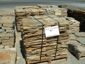 Photo of Gold Quartzite Patio flagstone. A natural stone product of Rolleri Landscape Products.