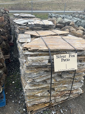 Photo of Silver Fox Quartize flagstone. A natural stone product of Rolleri Landscape Products.