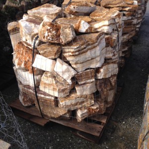 Photo of Brown Onyx Wall Stone. For Dry-stack, Masonry, or Landscaping wall stone. Natural stone sold by Rolleri Landscape Products.